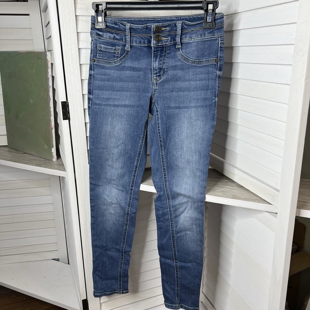 2 Pair Mudd Girls Denim Mid-Rise Jean Legging Size 10 Faux Front Pockets EUC!